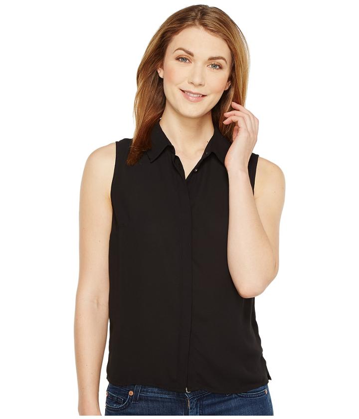 Cece - Sleeveless Lightweight Crepe Collared Blouse