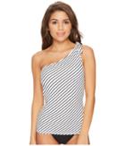 Lauren Ralph Lauren - City Stripe Asymmetrical Tie One Shoulder Tankini Top