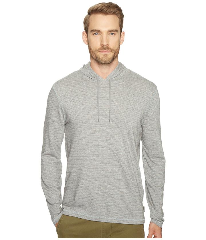 John Varvatos Star U.s.a. - Striped Long Sleeve Pullover Knit Hoodie With Vertical Pickstitch Detail And Drawcord K3039t1b