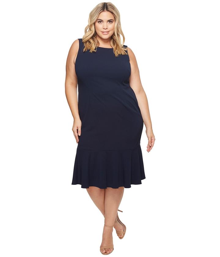 Adrianna Papell - Plus Size Crepe Flounce Dress