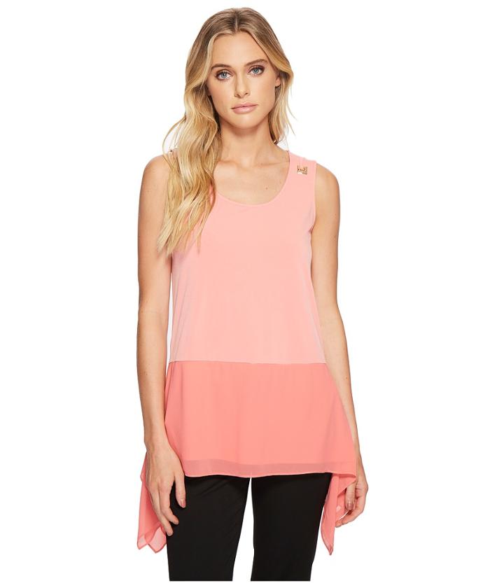Ellen Tracy - Mixed Media Handkerchief Hem Tank
