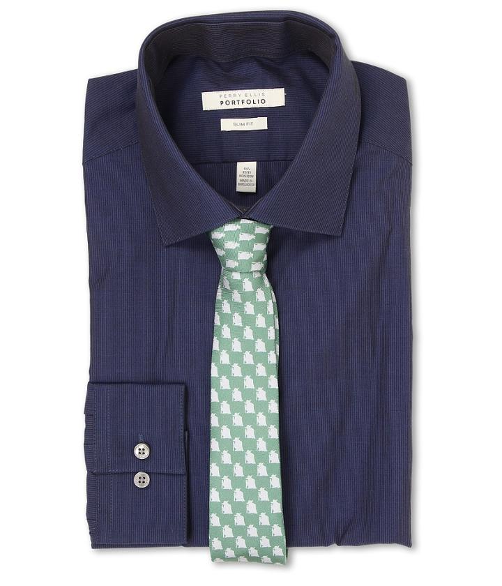 Perry Ellis Slim Fit Tonal Stripe Shirt