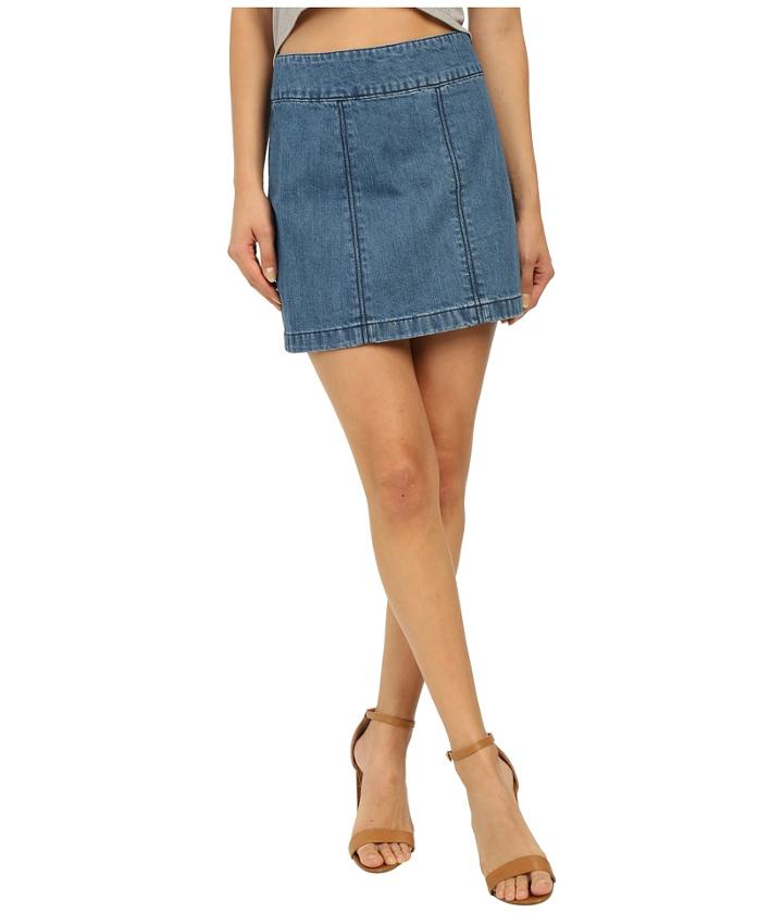 Free People - Zip To It Denim Mini Skirt