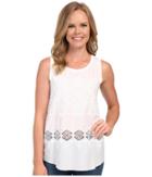 Dylan By True Grit - Embroidered Hi-lo Sleeveless Tank Top W/ Knit Back