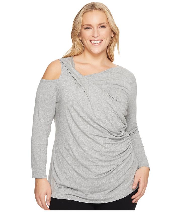 Vince Camuto Specialty Size - Plus Size Long Sleeve Asymmetrical Cold-shoulder Twist Front Top