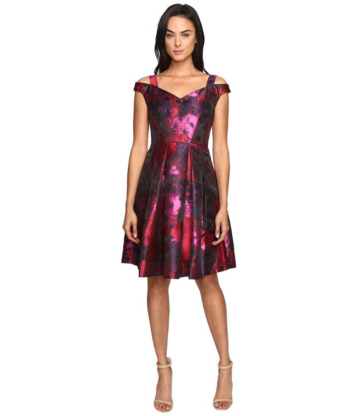 Maggy London - Floral Brocade Fit And Flare Dress