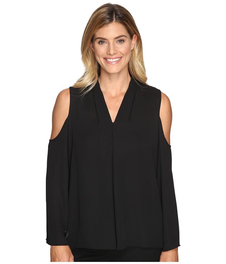 Vince Camuto - Long Sleeve Cold-shoulder Invert Pleat V-neck Blouse