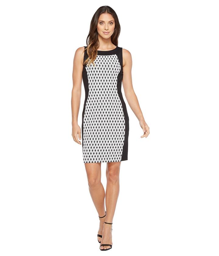 Calvin Klein - Printed Front Panel Ponte Sheath Dress