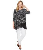 Vince Camuto Specialty Size - Plus Size 3/4 Sleeve Stamp Impression Asymmetrical Hem Top