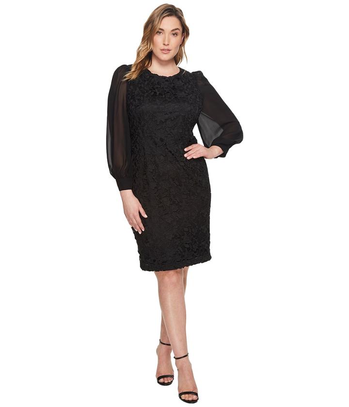 Adrianna Papell - Plus Size Bishop Sleeve Ava Lace Sheath Dress