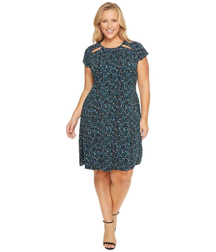 Michael Michael Kors - Plus Size Layered Leaf Shirred Neck Dress