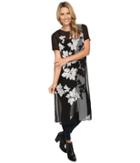 Vince Camuto - Short Sleeve Floral Screen Panel Long Tunic