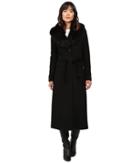 Calvin Klein - Maxi Wool Belted With Faux Fur Collar