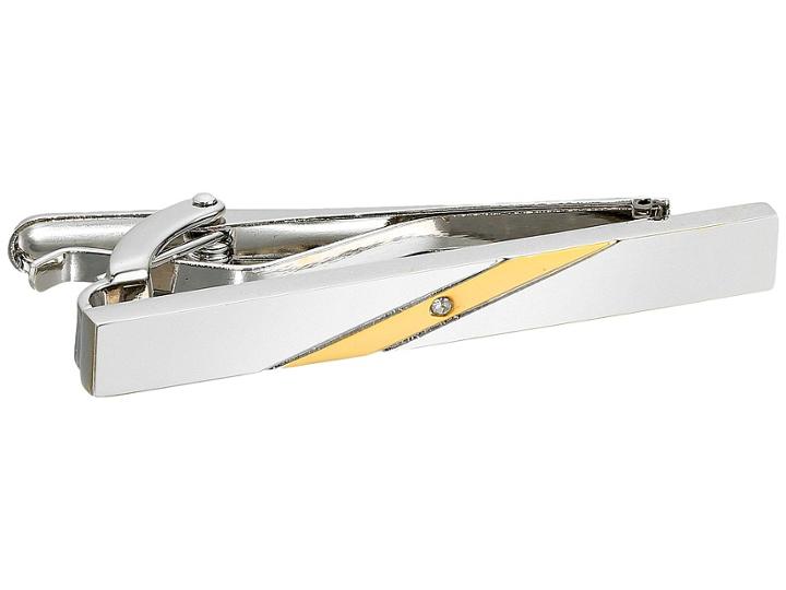 Stacy Adams - Tie Bar Silver With Gold Strip And Diamond