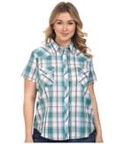 Roper - Plus Size 0388 White Turquoise Plaid