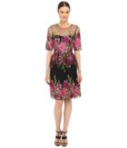 Marchesa Notte - Fully Embroidered Tulle Cocktail Dress