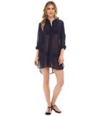Tommy Bahama - Knit Chiffon Mandarin Collar Tunic Cover-up