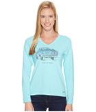 Life Is Good - Flower Truck Long Sleeve Crusher Vee