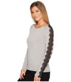 Ivanka Trump - Long Sleeve Pullover Sweater With Lace Trim