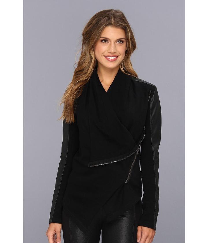 Blank Nyc Black Vegan Leather Sleeved Jacket
