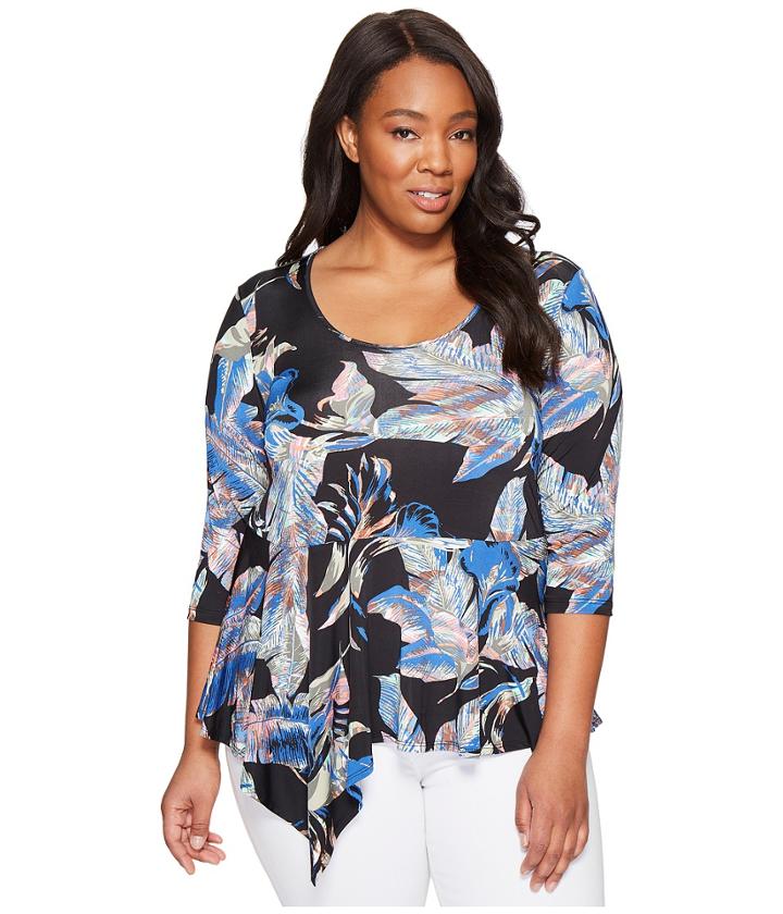 Karen Kane Plus - Plus Size Asymmetric Peplum Top