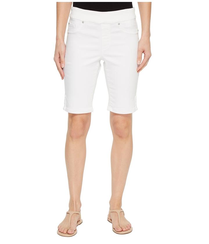 Tribal - 10 Knit Denim Pull-on Shorts With Leg Detail In White