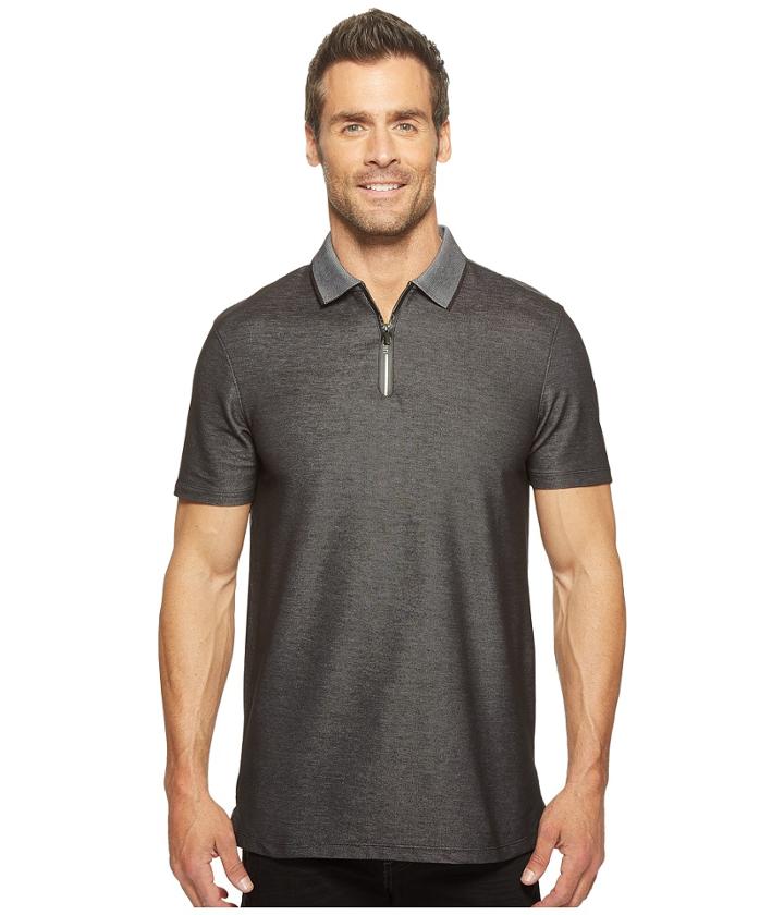 Calvin Klein - Two-tone Pique Polo With Logo Zipper