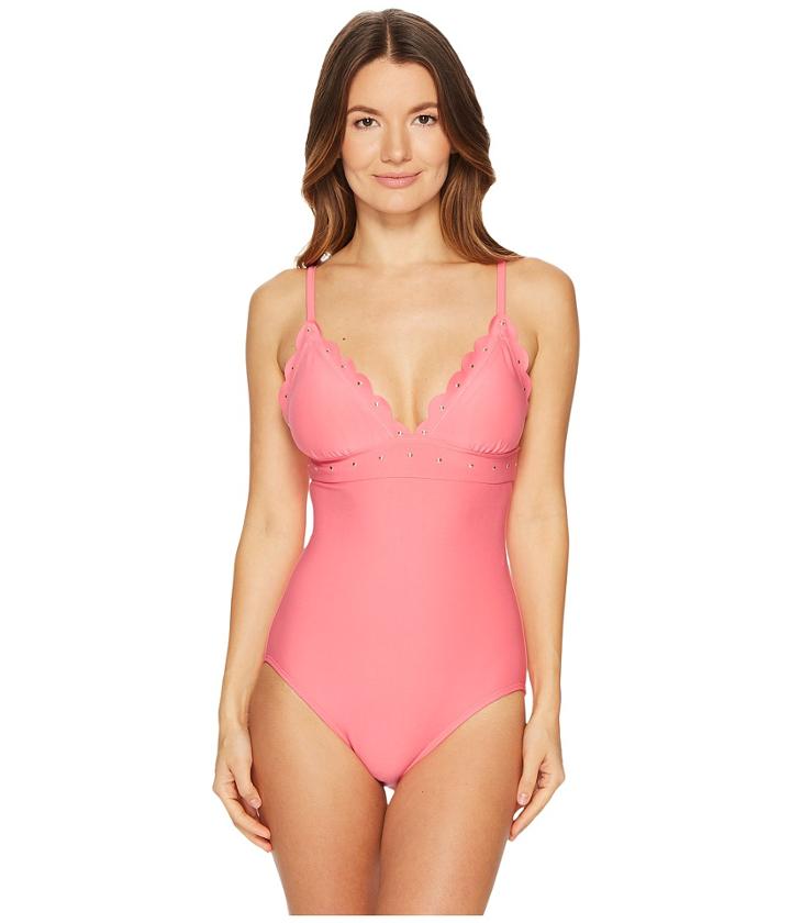 Kate Spade New York - Morro Bay #69 Scalloped V-neck One-piece W/ Adjustable Straps Removable Soft Cups