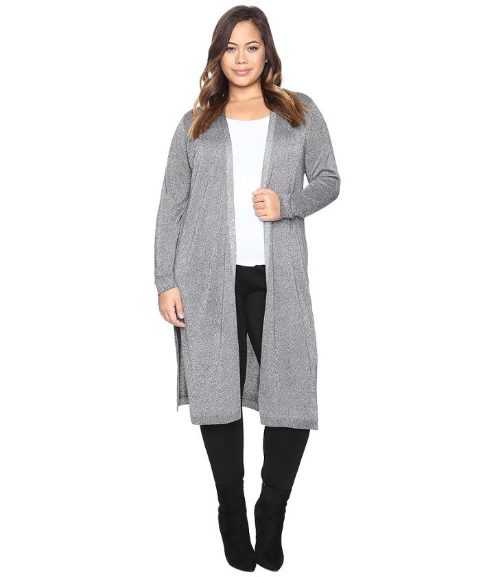 Vince Camuto Plus - Plus Size Long Sleeve Lurex Maxi Cardigan