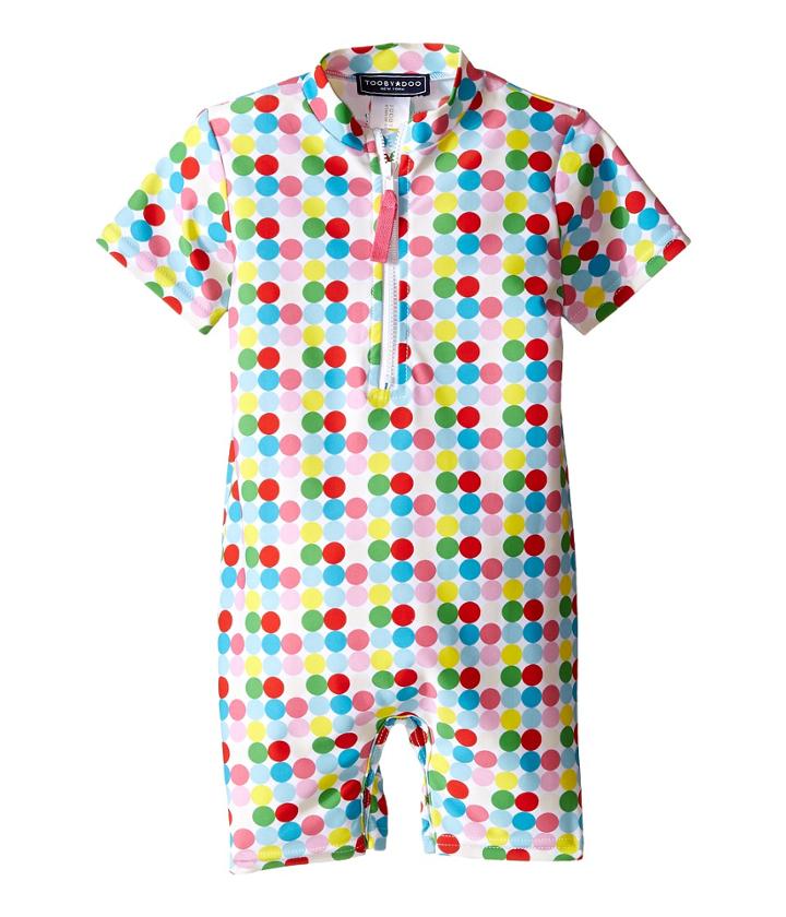 Toobydoo - Dot/white Stripe Short Sleeve Sunsuit