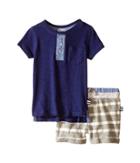 Splendid Littles - Short Sleeve Henley W/ Striped Active Shorts
