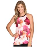 Calvin Klein - Printed Halter Top W/ Faux Leather