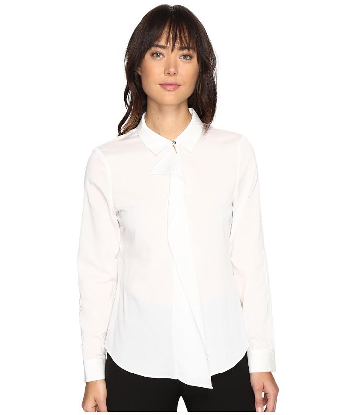 Ivanka Trump - Long Sleeve Woven Ruffle Front Blouse