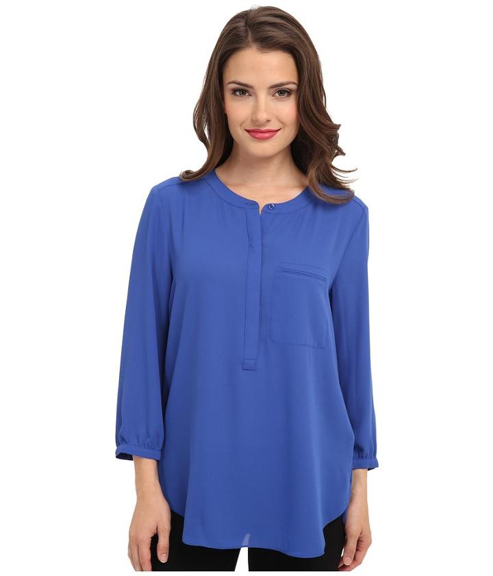 Nydj Petite Petite Solid 3/4 Sleeve Pleat Back