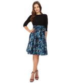 Adrianna Papell - Jersey And Floral Jacquard Fit And Flare Dress
