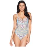 Kenneth Cole - Rosey Tile Sweetheart Lace-up One-piece