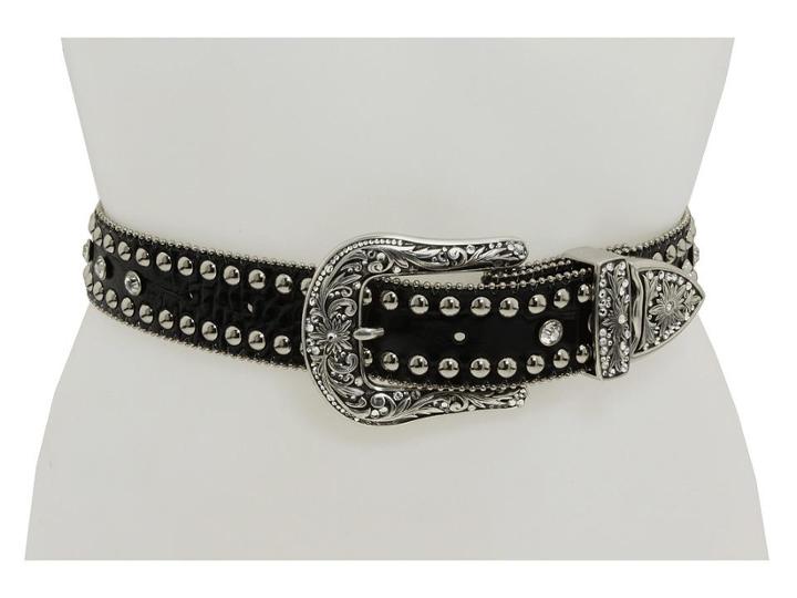M&amp;f Western Black Croc Rhinestone