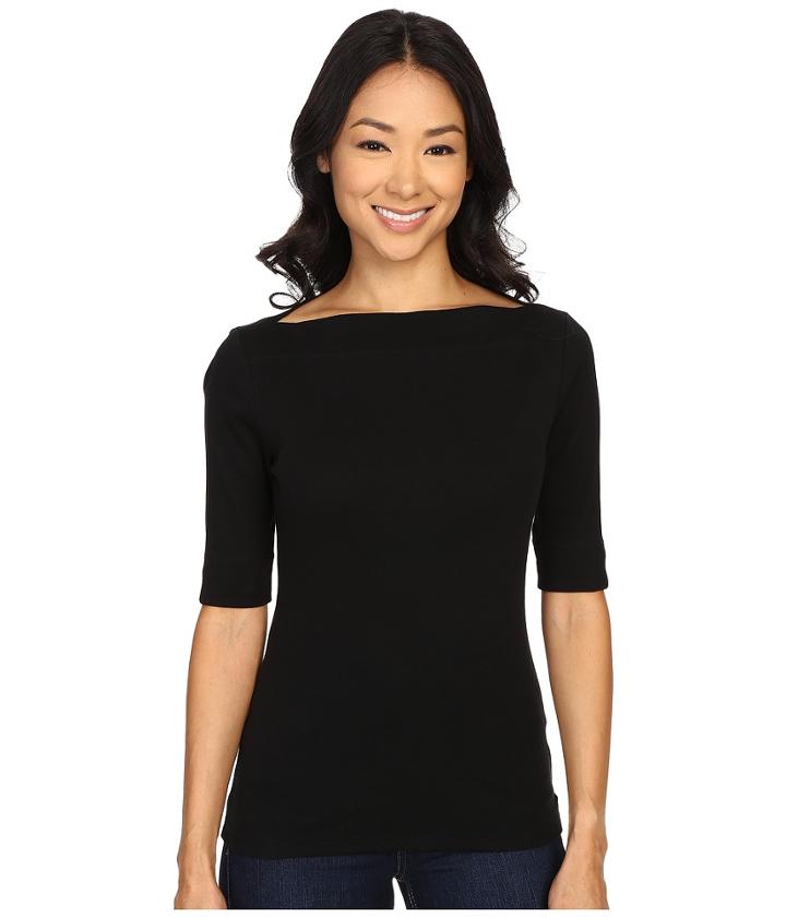 Lilla P - Classic Elbow Sleeve Slit Neck