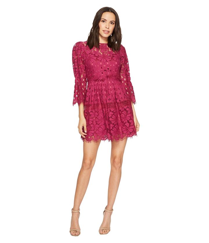 Laundry By Shelli Segal - Mock Neck Lace Dress With Scallop Hem