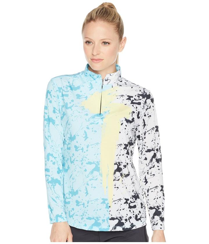 Jamie Sadock - Sunsense(r) Lightweight Brushstroke Print 1/4 Zip Long Sleeve Top With 50 Spf