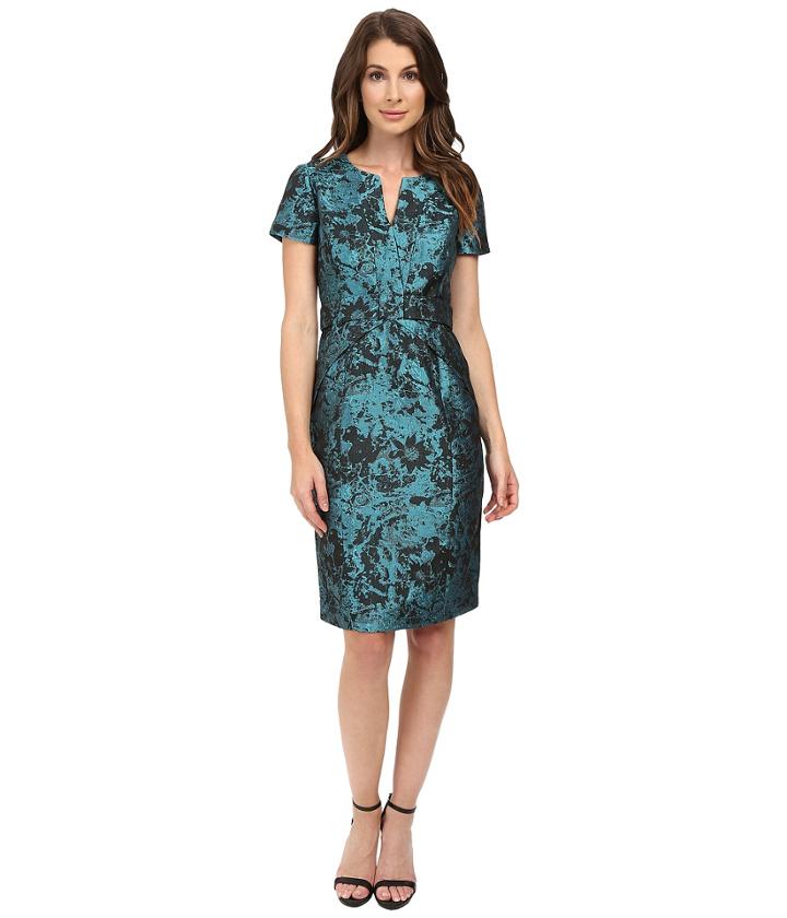 Nue By Shani - Printed Jacqaurd Dress With Waistband Detail