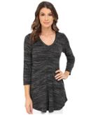 Mod-o-doc - Space Dyed Rayon Spandex Jersey 3/4 Sleeve Seamed V-neck Tunic