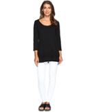 Mod-o-doc - Slub Jersey 3/4 Sleeve Tunic With Double Layer Hem
