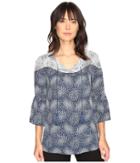 Ivanka Trump - Printed Georgette Woven Top With Fringe Tie