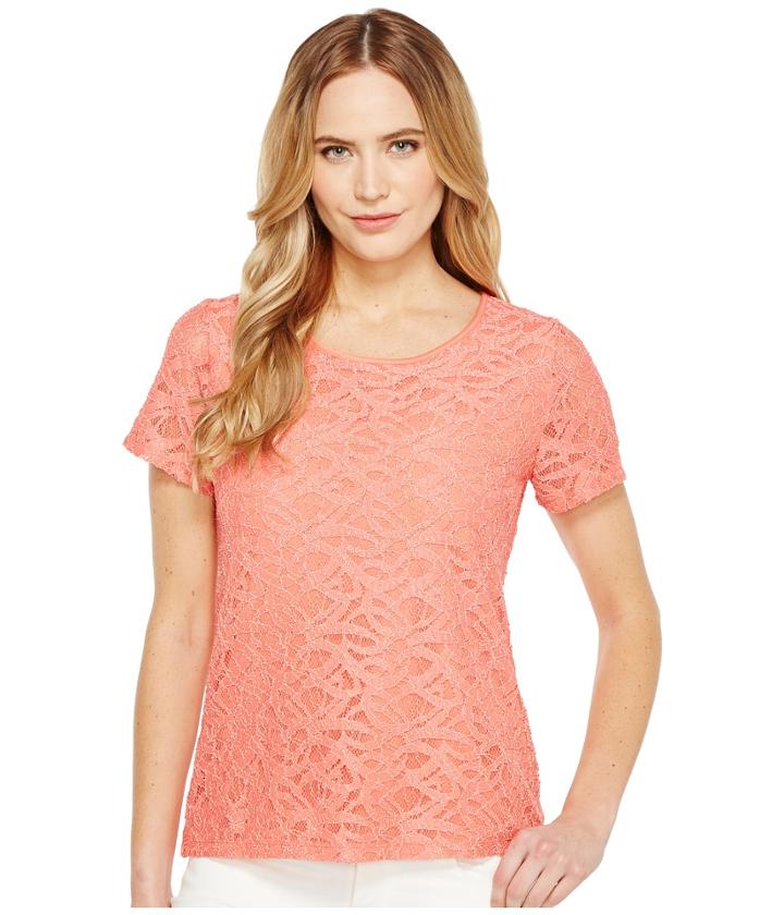 Calvin Klein - Short Sleeve Abstract Lace Top