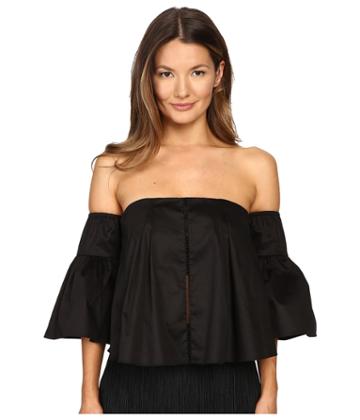 Gabriela Cadena - Strapless Cotton Top With Ruffled Sleeves