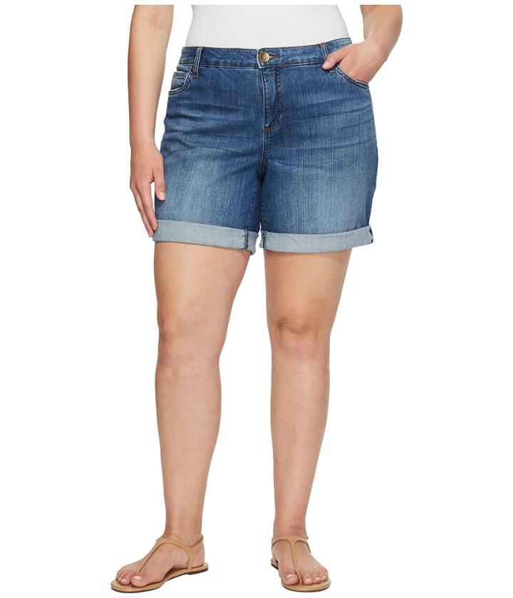 Kut From The Kloth - Plus Size Catherine Boyfriend Roll Up Shorts In Feminine/medium Base Wash