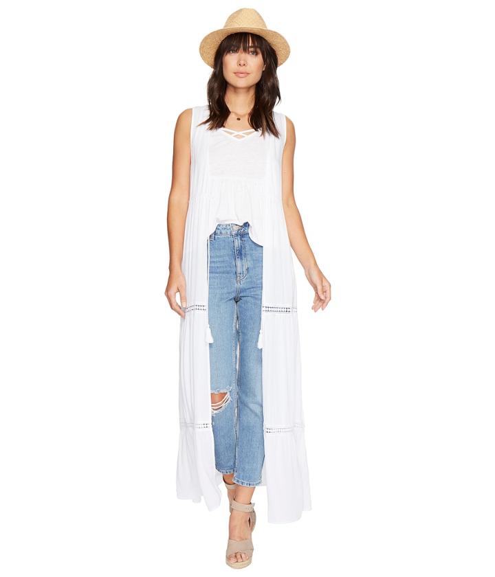 Jack By Bb Dakota - Gwynn Crinkle Rayon Long Vest With Lace Trim