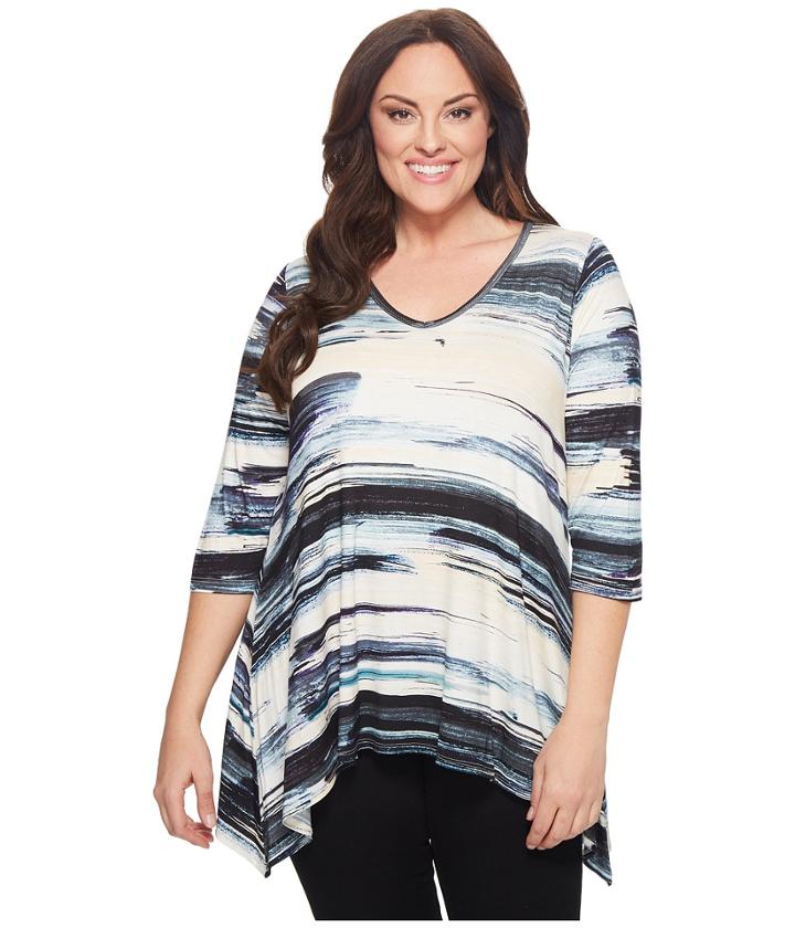 Karen Kane Plus - Plus Size Brushstroke 3/4 Sleeve Tee