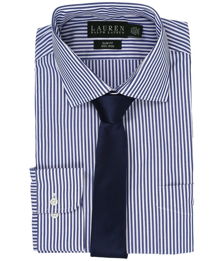 Lauren Ralph Lauren - Bengal Stripe Spread Collar Slim Button Down Shirt